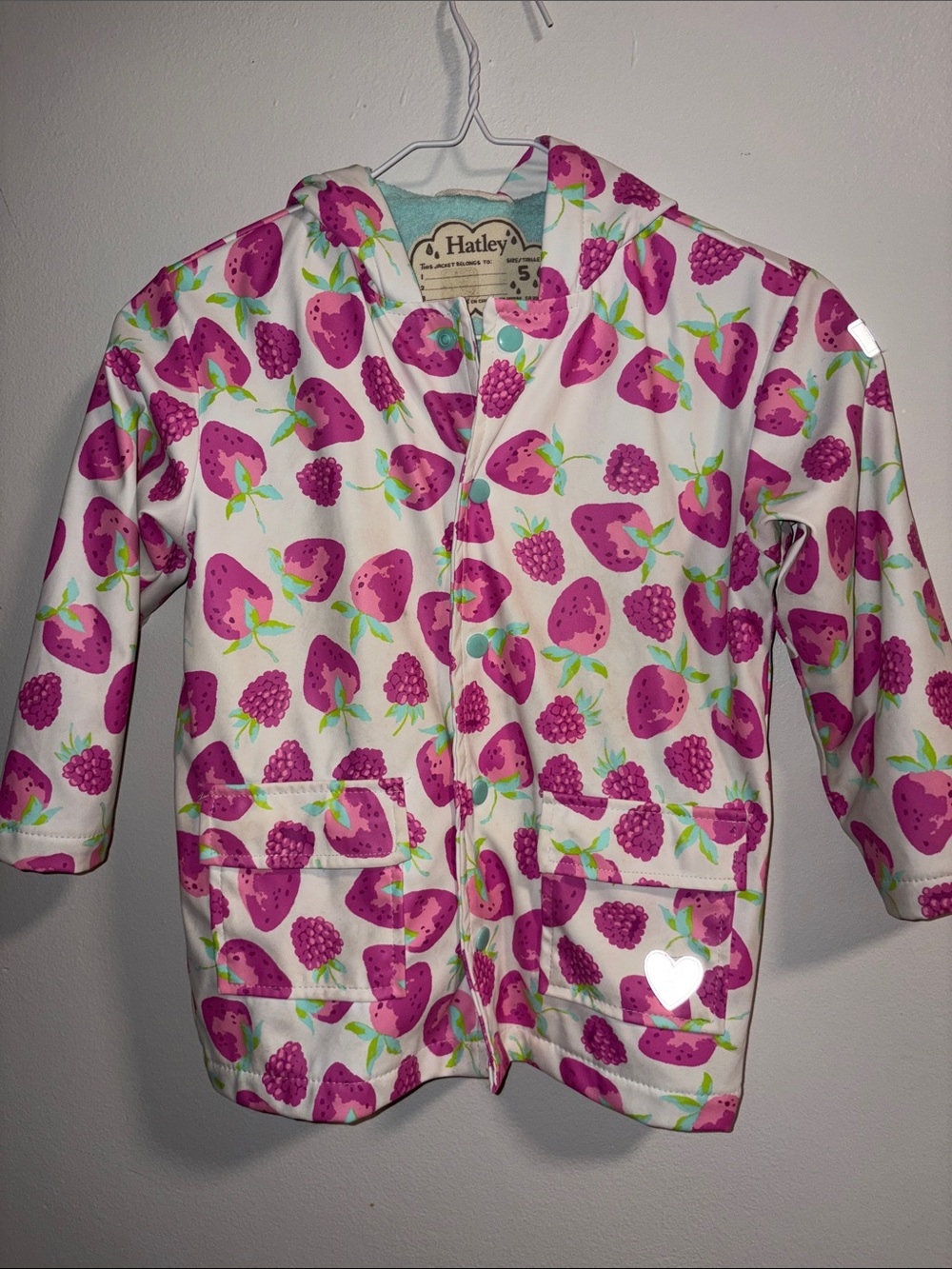 Hatley White Jacket with Pink Strawberry & Raspberry Print